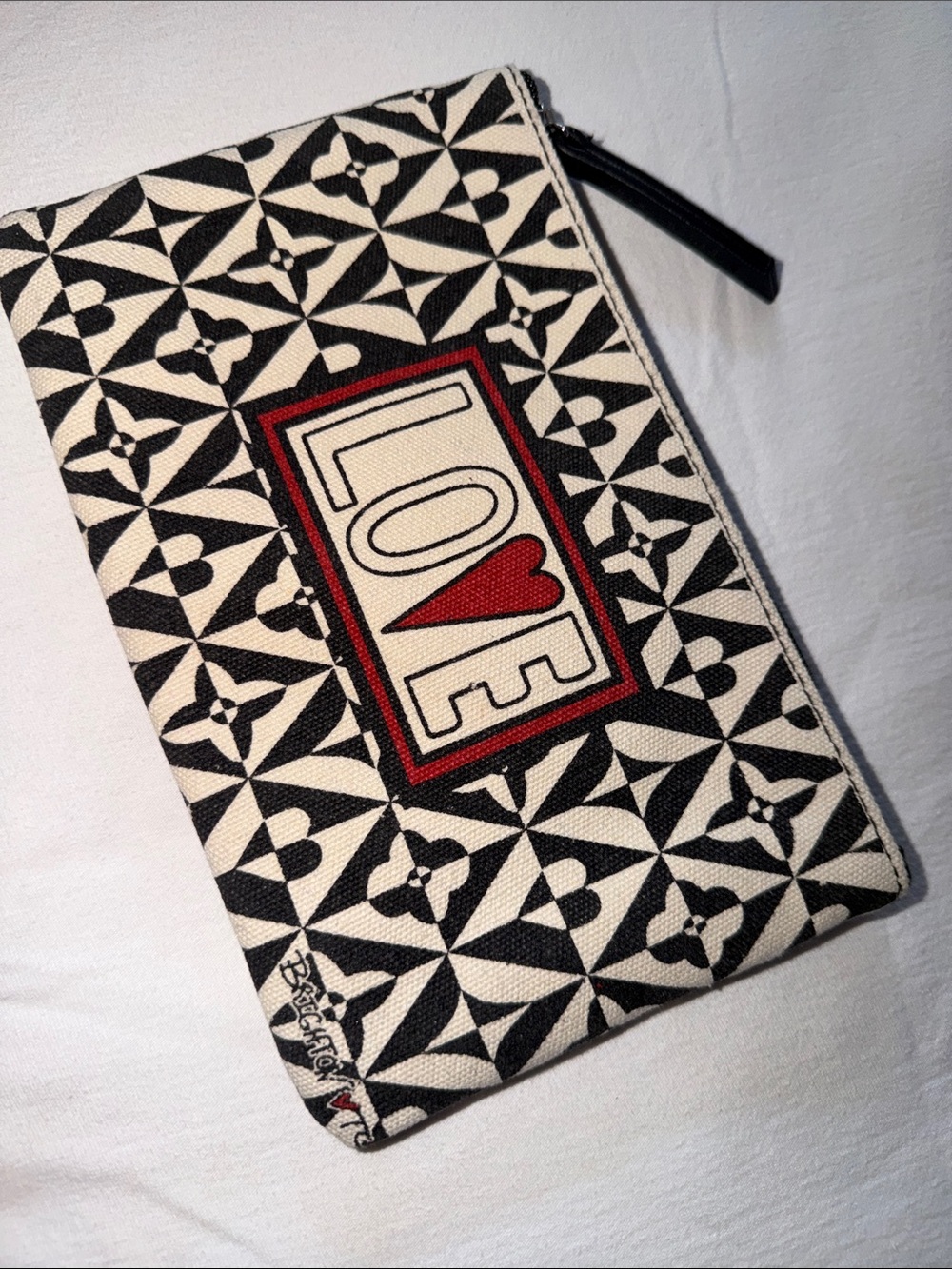 Brighton Fashionista Tom Clancy Love Clutch Pouch Black White Zipper New